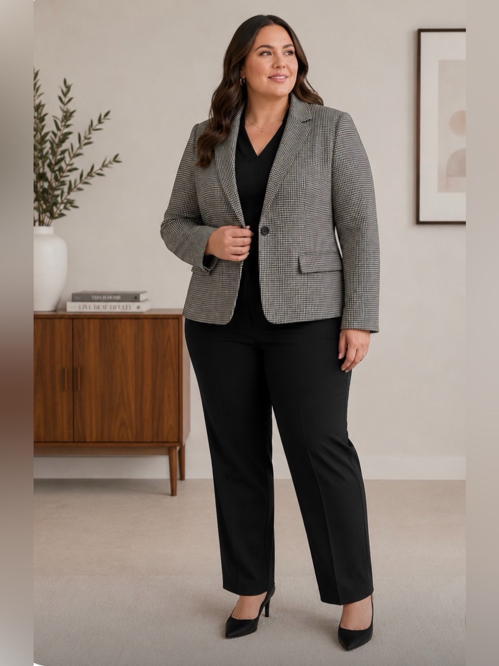 Ann Taylor Houndstooth Blazer - Size 18